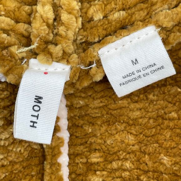 Gold Mustard Chenille Cardigan Soft Cozy Oversized Sweater Moth Anthro Size S - Picture 8 of 10
